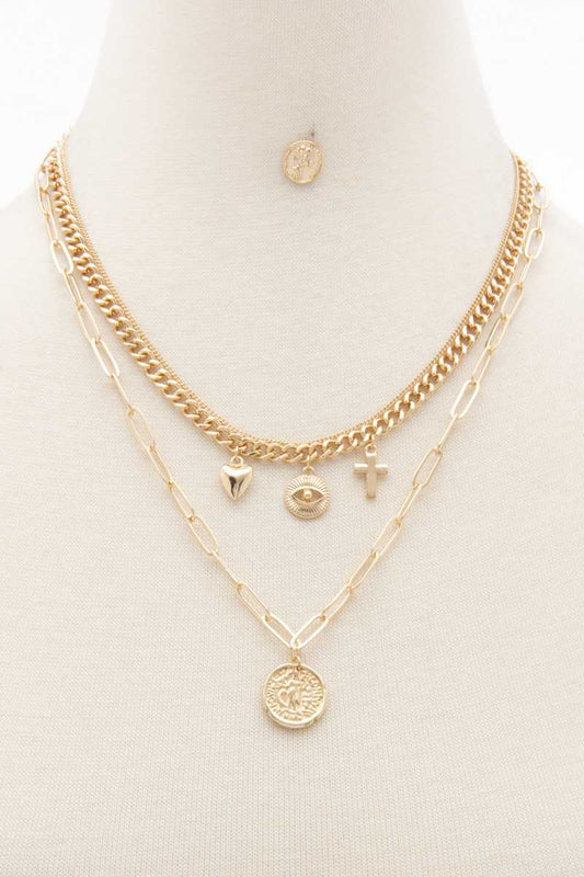 Sodajo Coin Charm Oval Link Layered Necklace - Absolute Fashion 2020