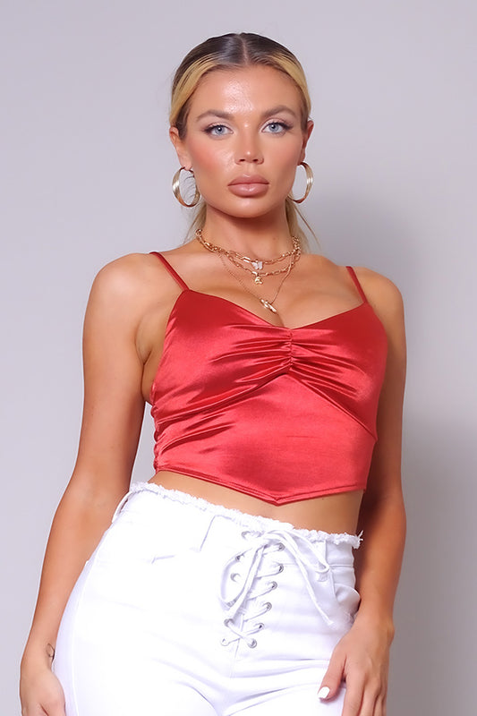 Sexy Spaghetti Strap Ruched Front Scarf Front Top - Absolute Fashion 2020