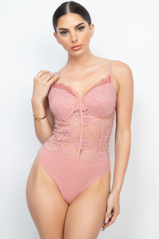 Semi-sheer Sweetheart Lace Bodysuit - Absolute Fashion 2020