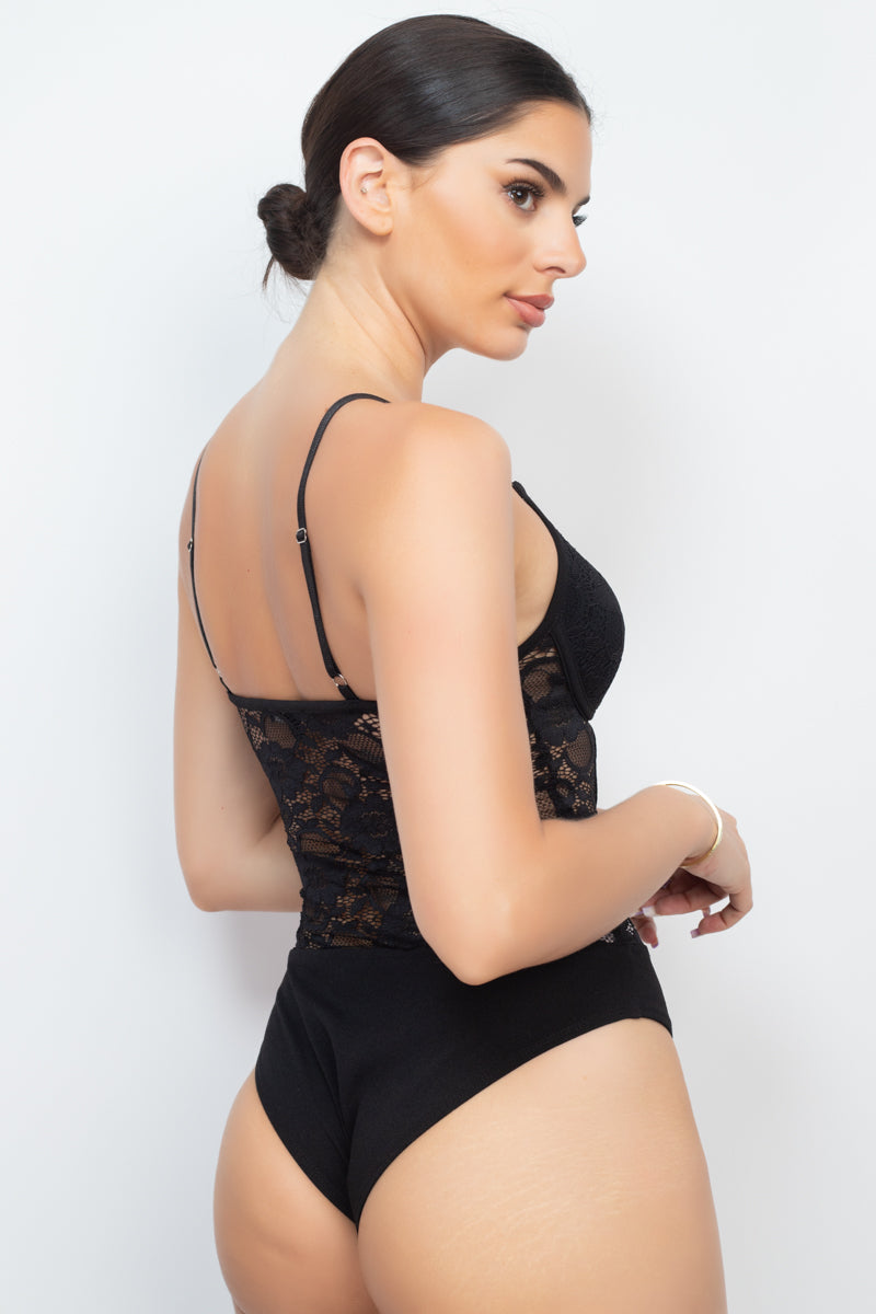 Semi-sheer Sweetheart Lace Bodysuit - Absolute Fashion 2020