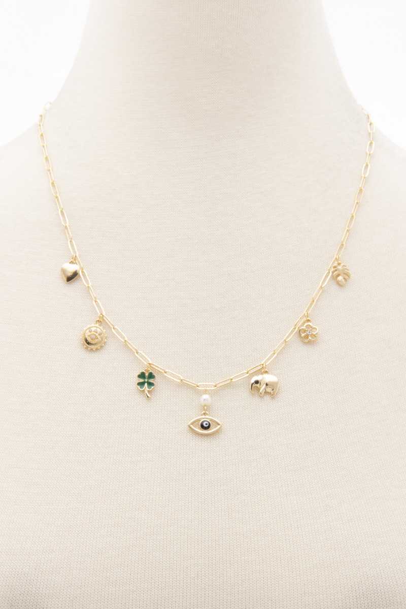 Eye Elephant Charm Oval Link Station Necklace - Absolute Fashion 2020