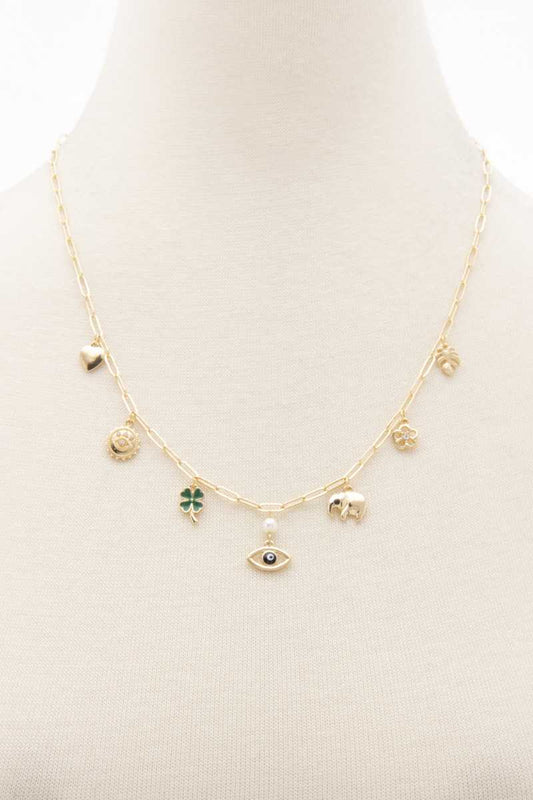 Eye Elephant Charm Oval Link Station Necklace - Absolute Fashion 2020