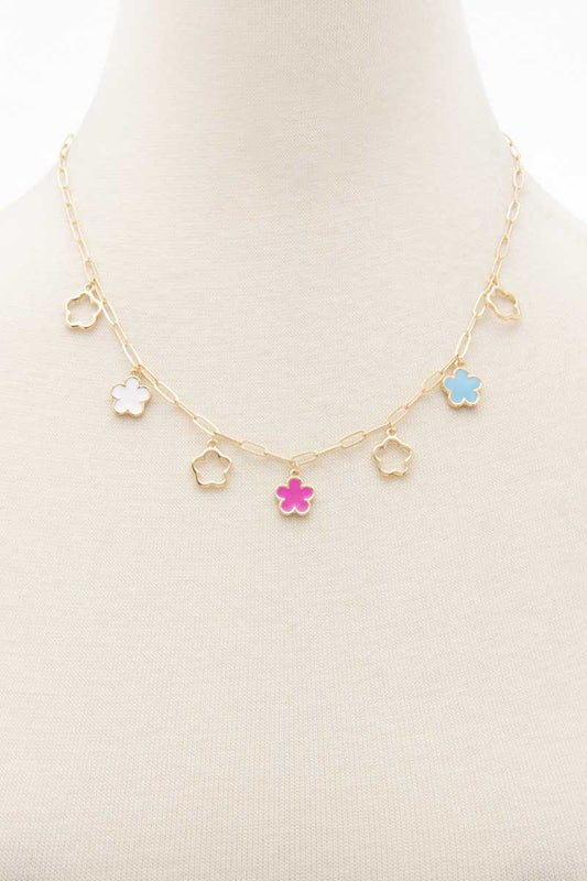 Flower Charm Station Necklace - Absolute Fashion 2020