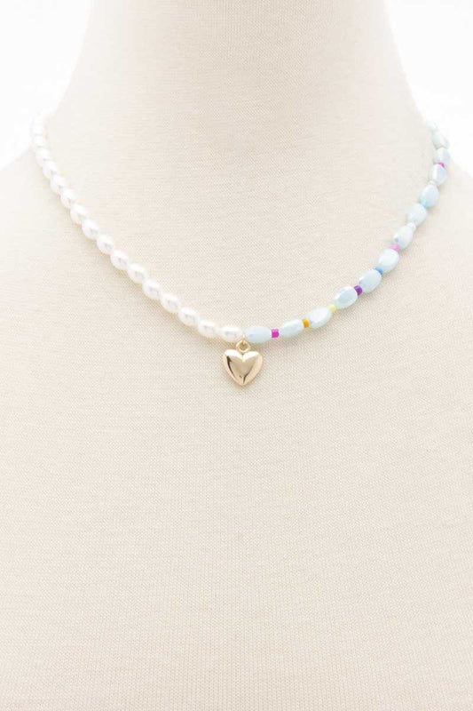 Sodajo Heart Charm Pearl Necklace - Absolute Fashion 2020