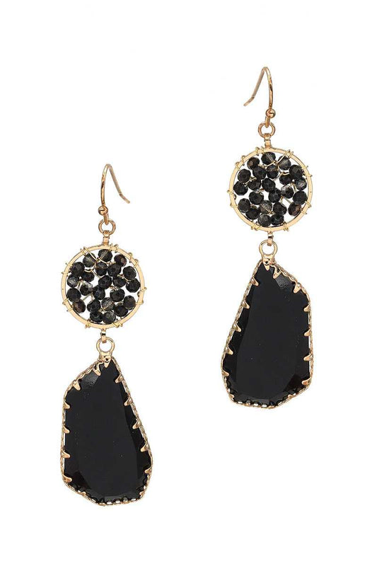 Round Glass Bead Glass Stone Dangle Earring - Absolute Fashion 2020