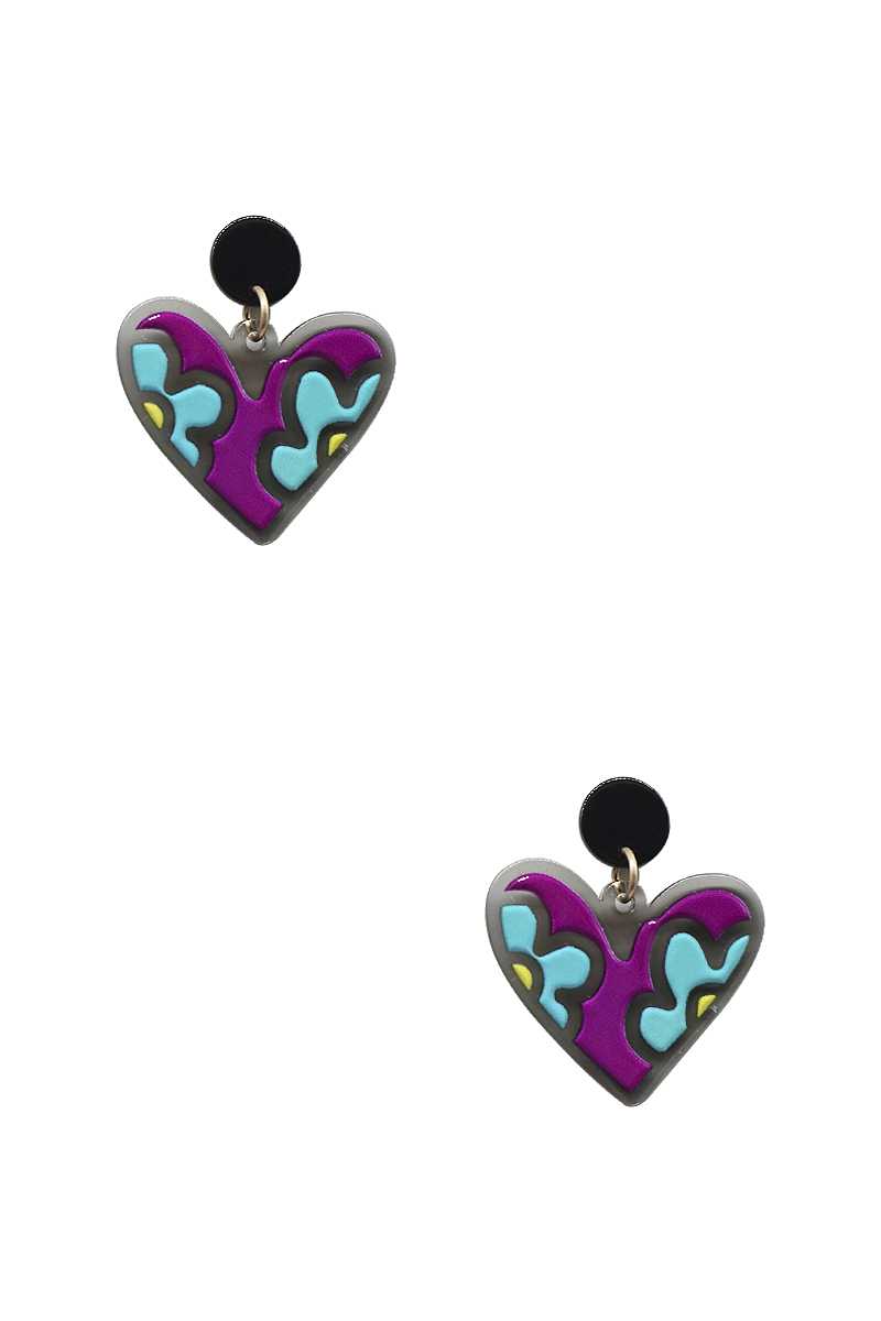 Heart Cute Flower Print Earring - Absolute Fashion 2020