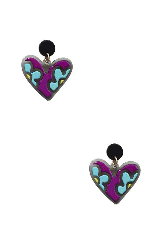 Heart Cute Flower Print Earring - Absolute Fashion 2020