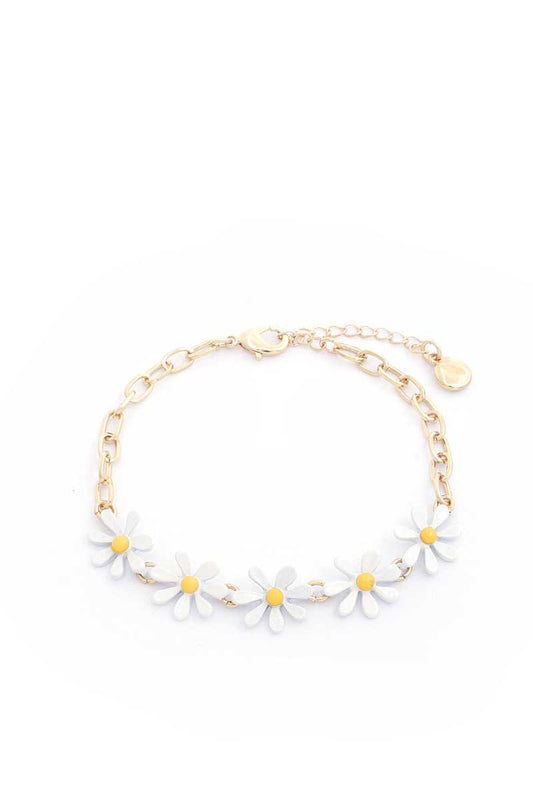 Daisy Flower Oval Link Bracelet - Absolute Fashion 2020