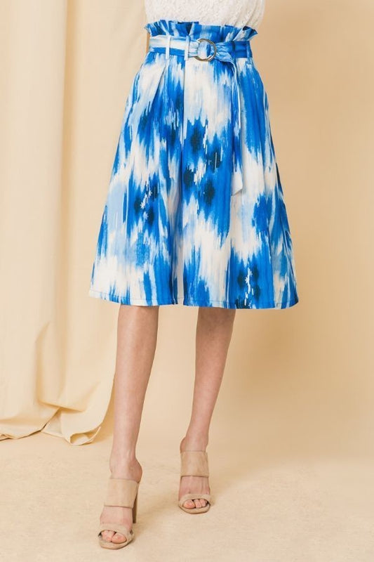 Self-buckle Belt Printed Skirt - Absolute Fashion 2020
