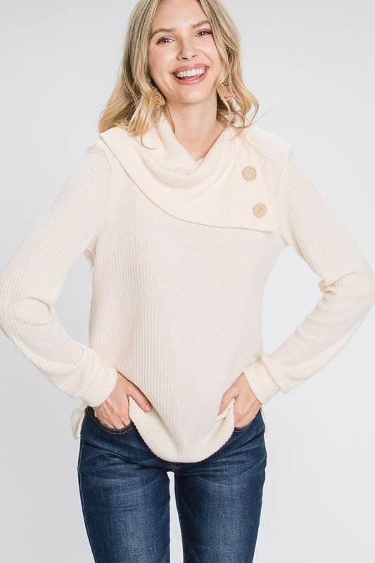 Buttoned Flap Mock Sweater - Absolute Fashion 2020