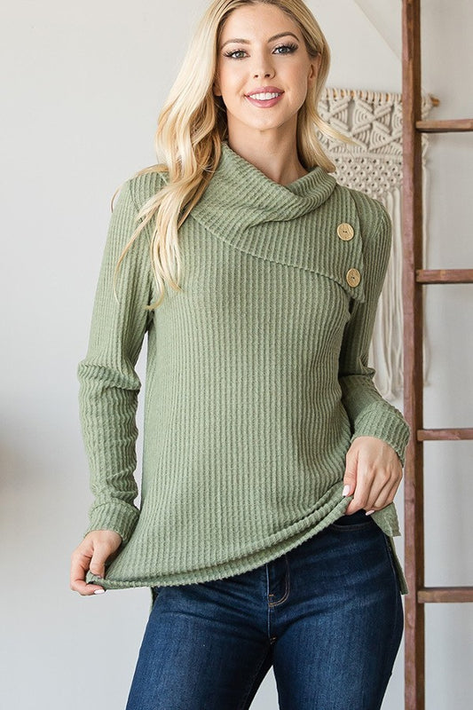 Buttoned Flap Mock Sweater - Absolute Fashion 2020