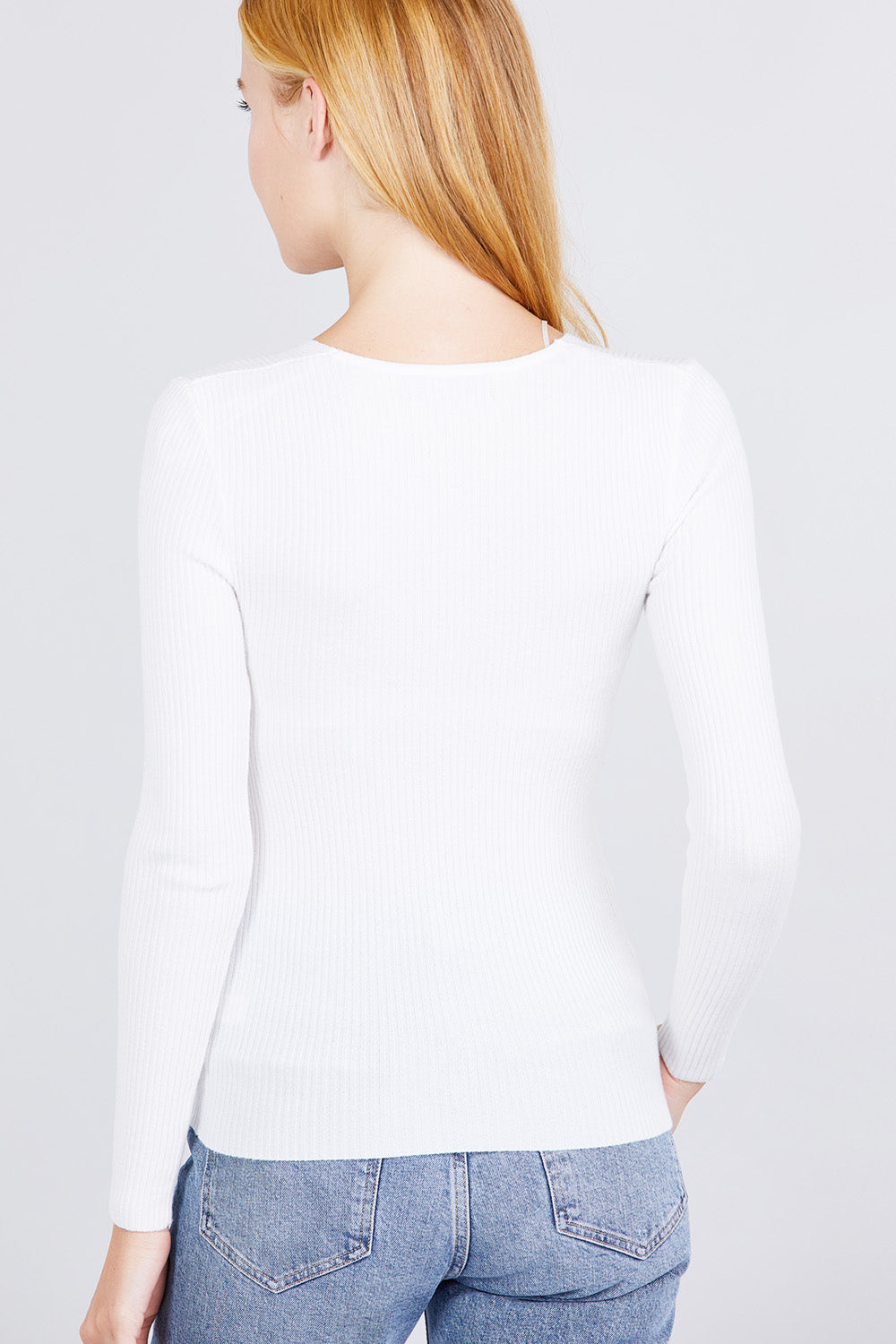 V-neck Viscose Rib Sweater - Absolute Fashion 2020