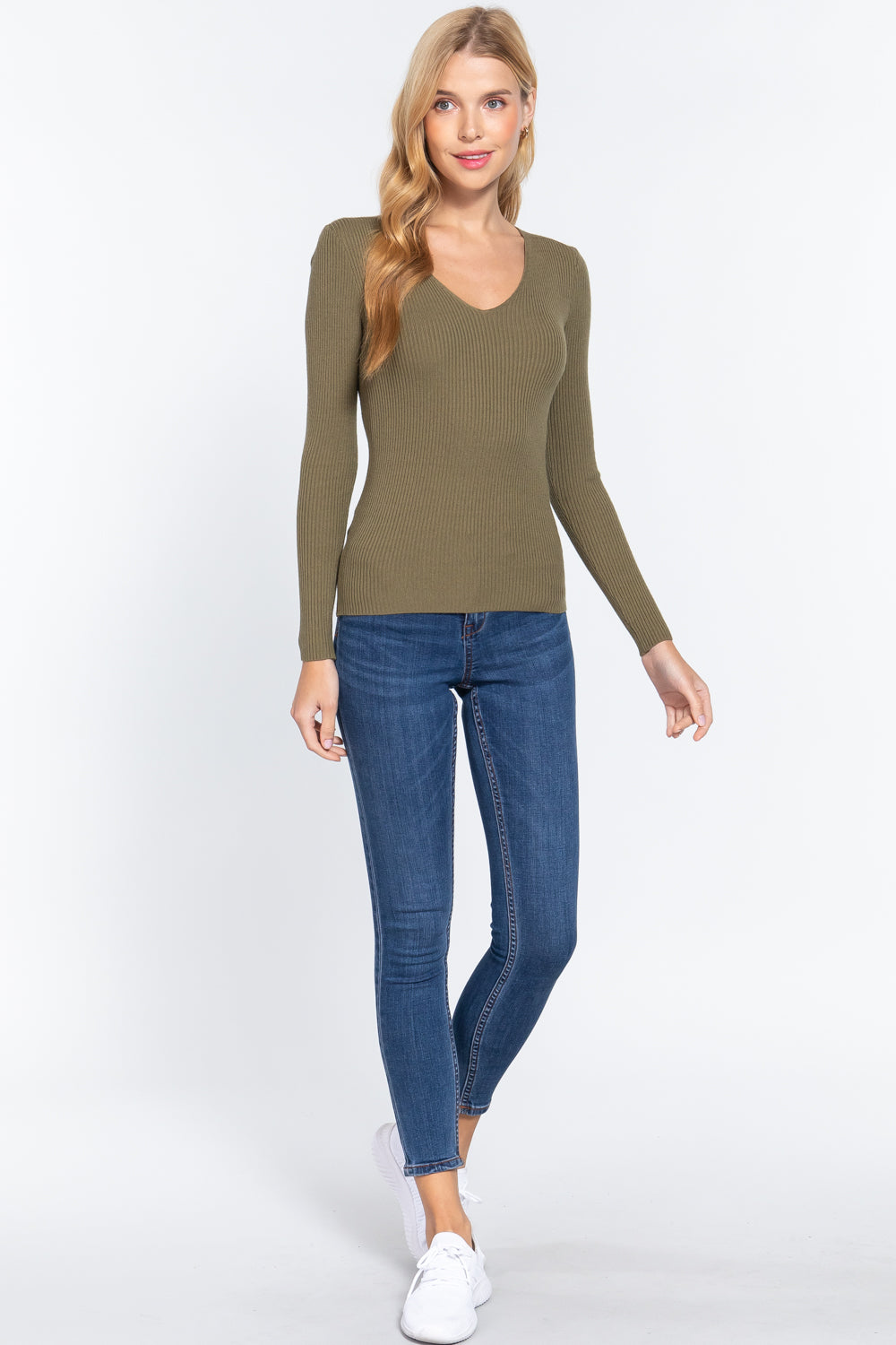 V-neck Viscose Rib Sweater - Absolute Fashion 2020