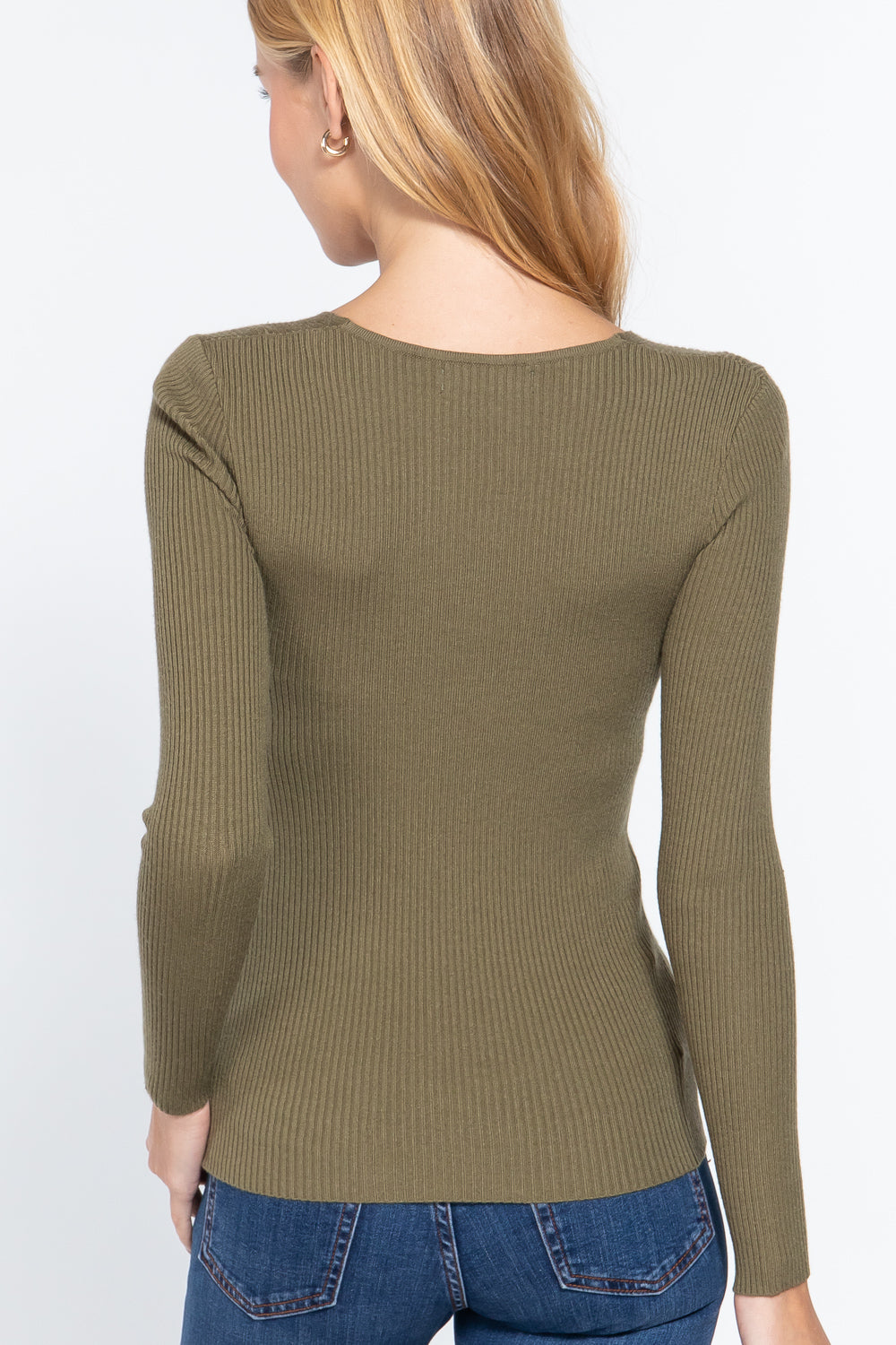 V-neck Viscose Rib Sweater - Absolute Fashion 2020