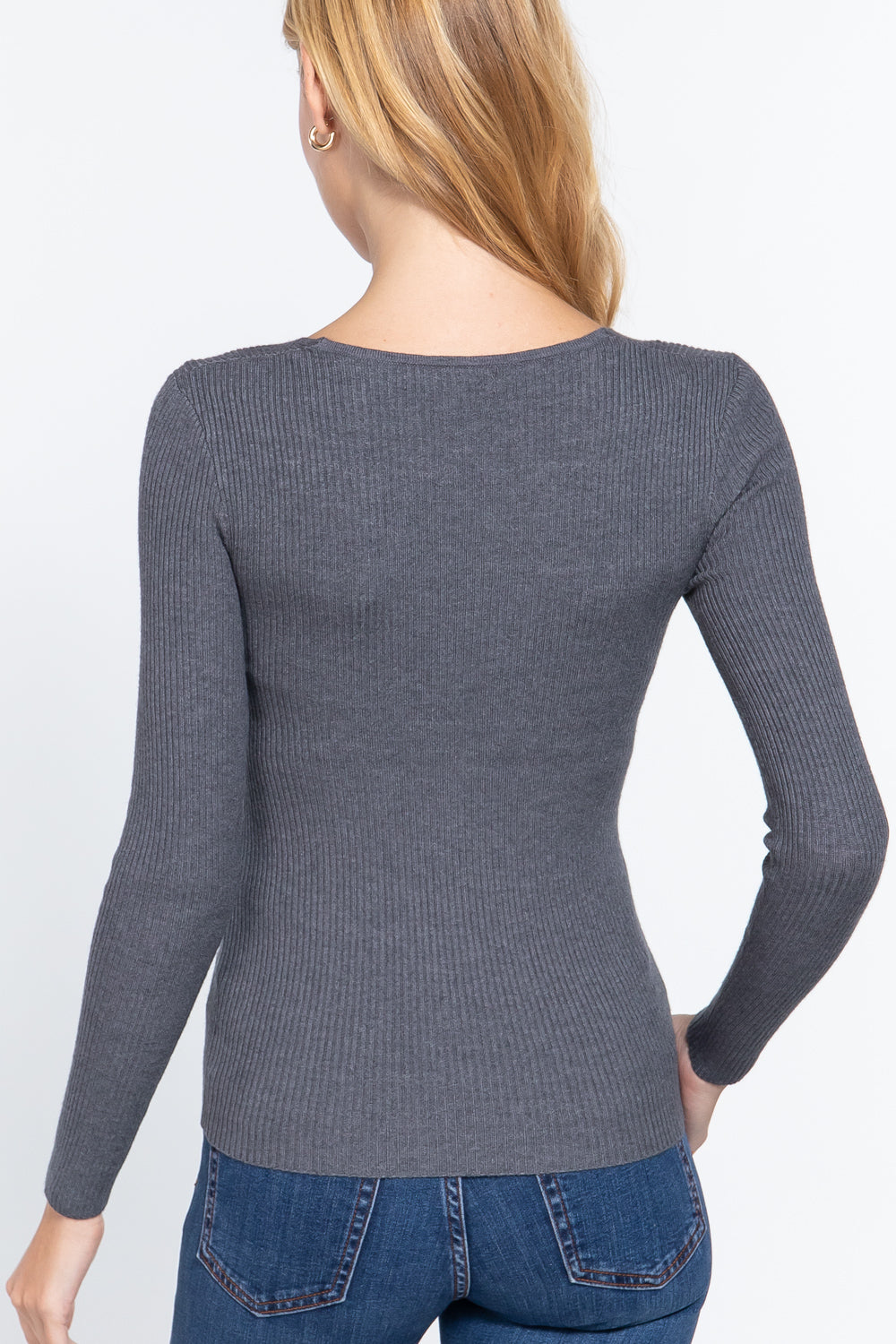 V-neck Viscose Rib Sweater - Absolute Fashion 2020