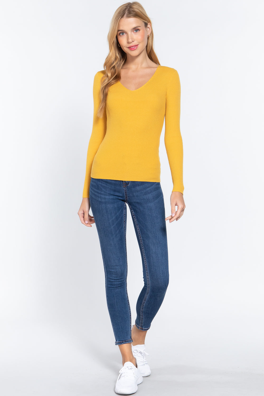 V-neck Viscose Rib Sweater - Absolute Fashion 2020