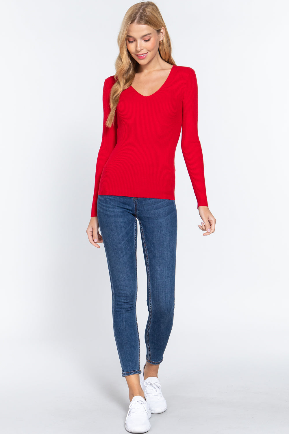 V-neck Viscose Rib Sweater - Absolute Fashion 2020
