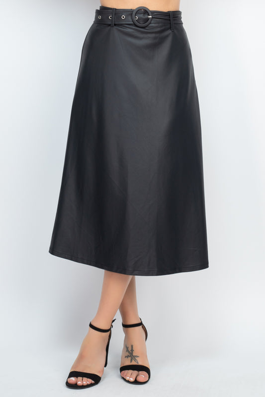 A-line Midi Leather Skirt - Absolute Fashion 2020