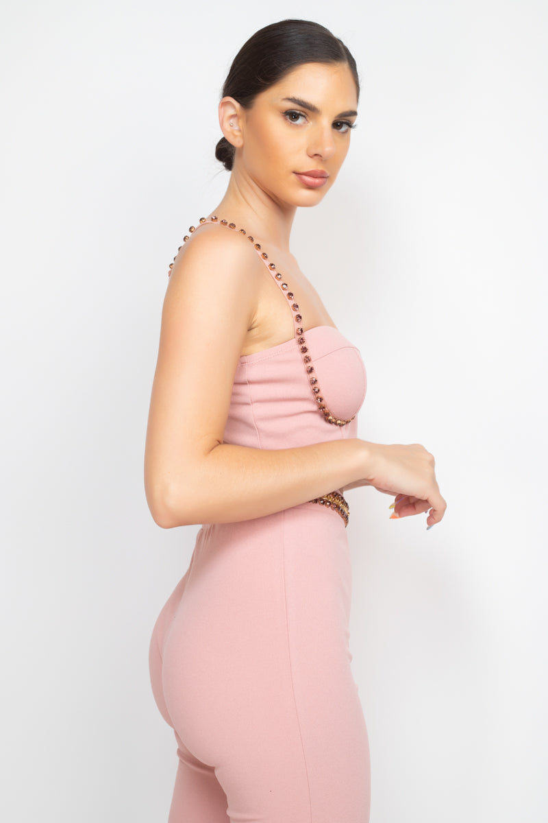 Stone Embellished Top And Pants Set - Absolute Fashion 2020