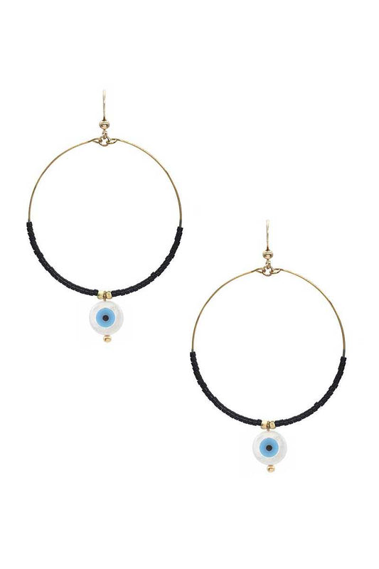 Seed Bead Evil Eye Dangle Round Earring - Absolute Fashion 2020