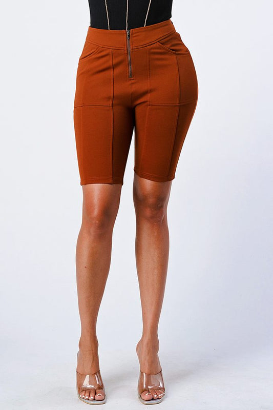 Zip Up Biker Shorts - Absolute Fashion 2020
