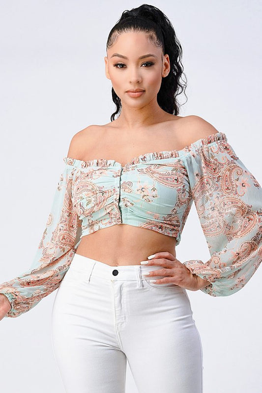 Boho Chic Off Shoulder Cropped Blouse Top - Absolute Fashion 2020