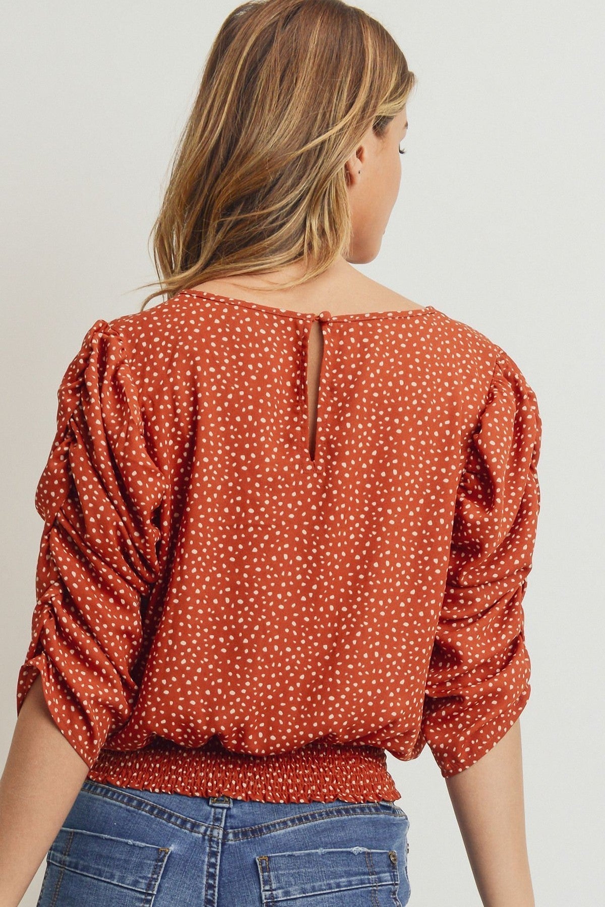 Smocked Band Top With Shirring Puff Sleeve - Absolute Fashion 2020
