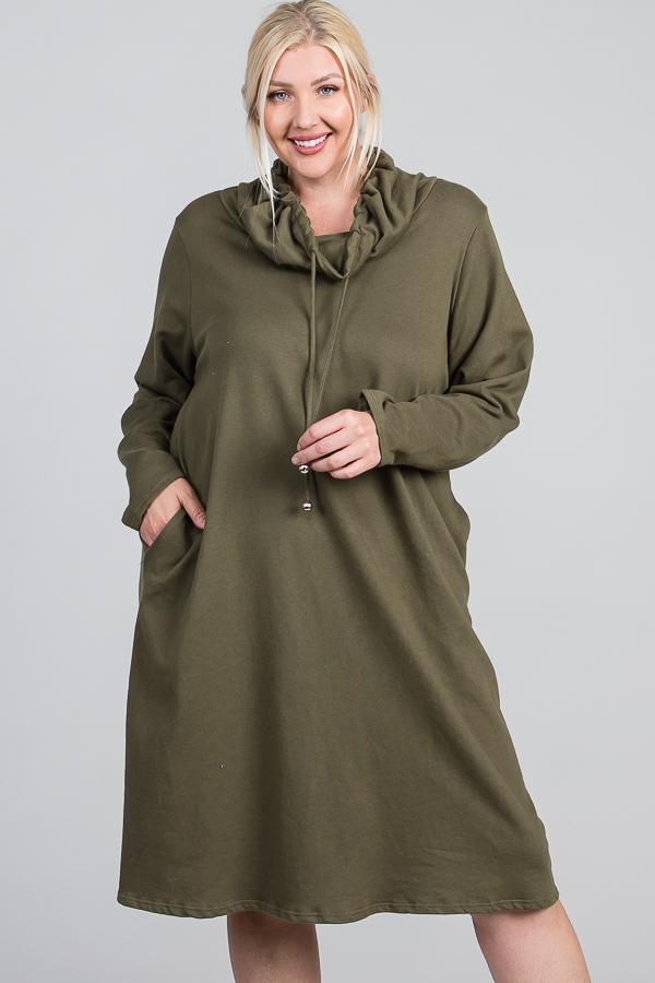 Turtleneck Hidden Pocket Long Sleeve Maxi Dress - Absolute Fashion 2020