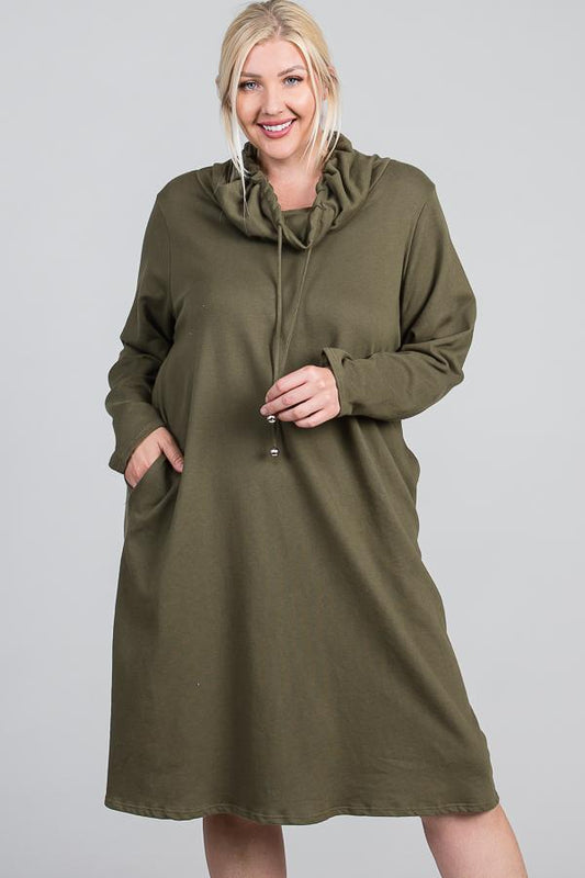 Turtleneck Hidden Pocket Long Sleeve Maxi Dress - Absolute Fashion 2020