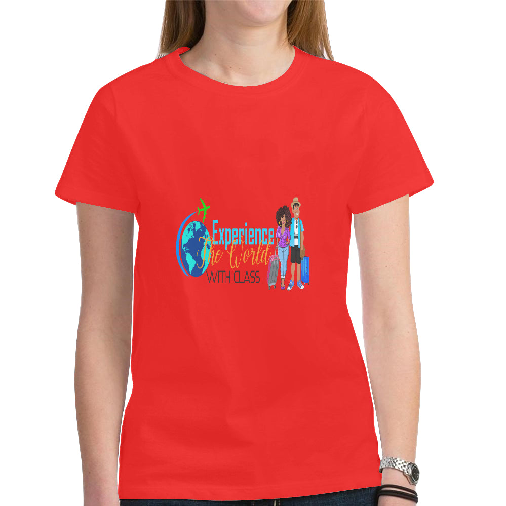 Experience The World With Class Women's Heavy Cotton Short Sleeve T-Shirt（Made in USA，Ship to USA Only）