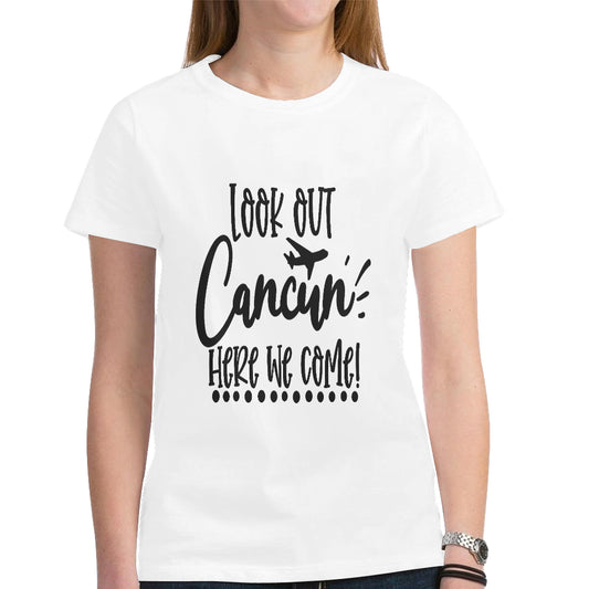 Cancun Women's Heavy Cotton Short Sleeve T-Shirt（Made in USA，Ship to USA Only）