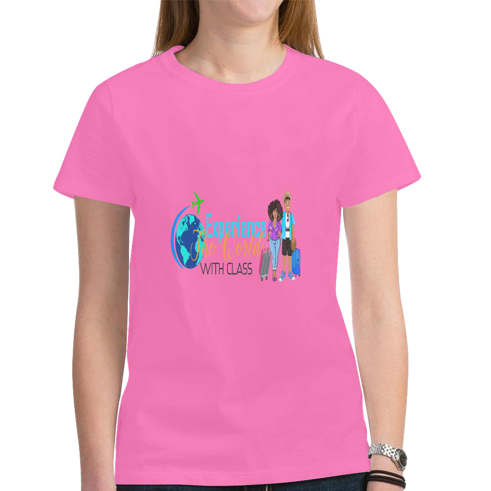 Experience The World With Class Women's Heavy Cotton Short Sleeve T-Shirt（Made in USA，Ship to USA Only）