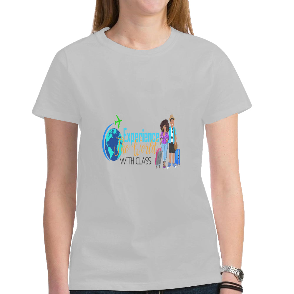 Experience The World With Class Women's Heavy Cotton Short Sleeve T-Shirt（Made in USA，Ship to USA Only）