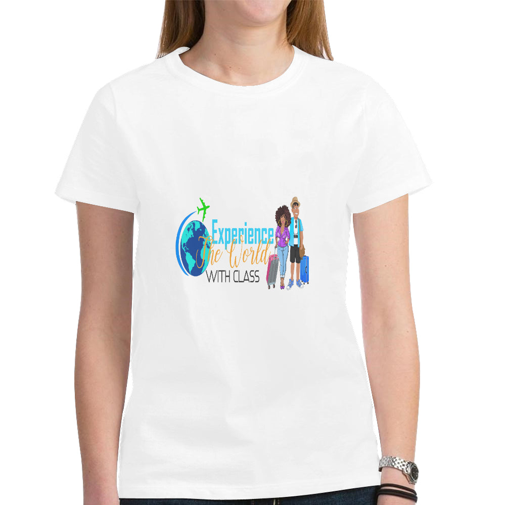 Experience The World With Class Women's Heavy Cotton Short Sleeve T-Shirt（Made in USA，Ship to USA Only）