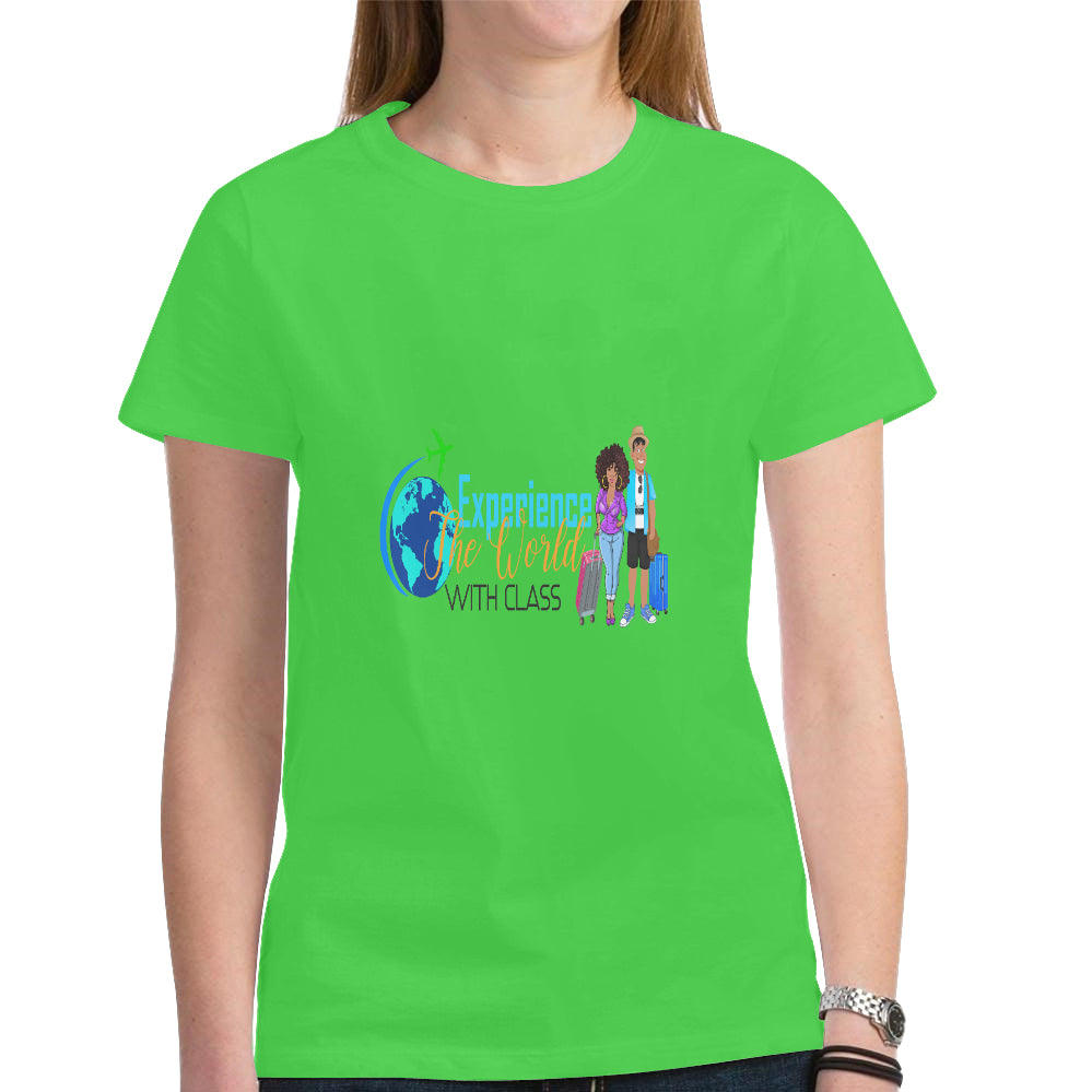 Experience The World With Class Women's Heavy Cotton Short Sleeve T-Shirt（Made in USA，Ship to USA Only）