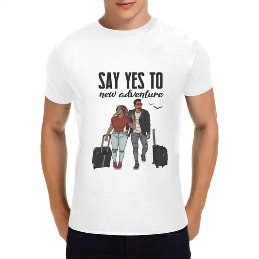 Say Yes To New Adventures Men's Heavy Cotton T-Shirt (One Side Printing)（Made in USA，Ship to USA Only）