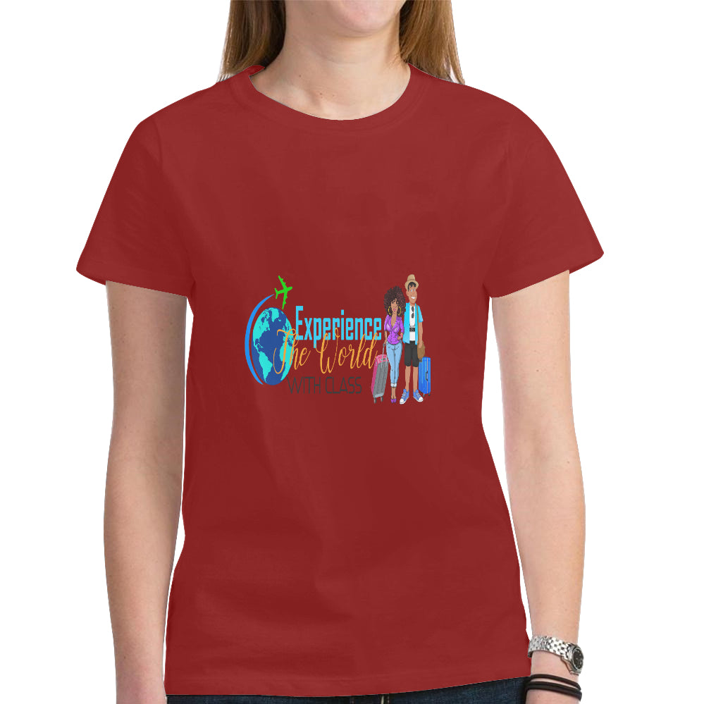 Experience The World With Class Women's Heavy Cotton Short Sleeve T-Shirt（Made in USA，Ship to USA Only）