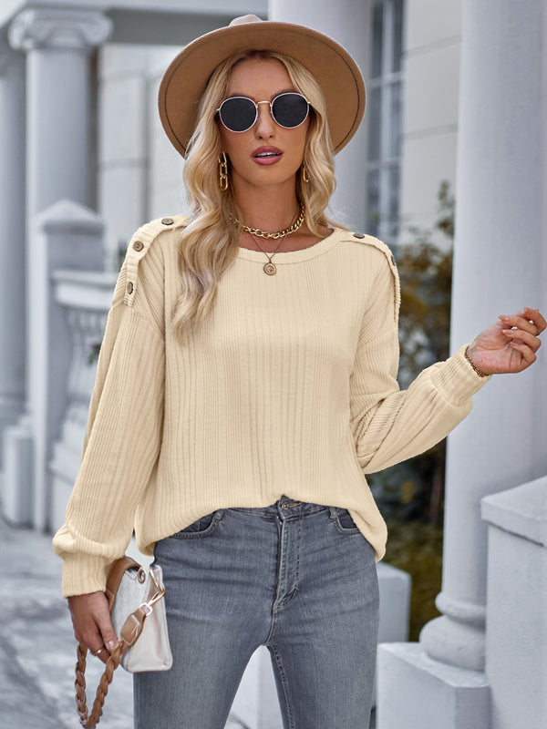 Shoulder Detail Round Neck Top - Absolute fashion 2020