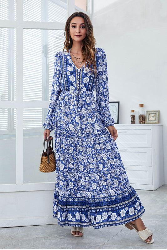 Floral V-Neck Maxi Dress