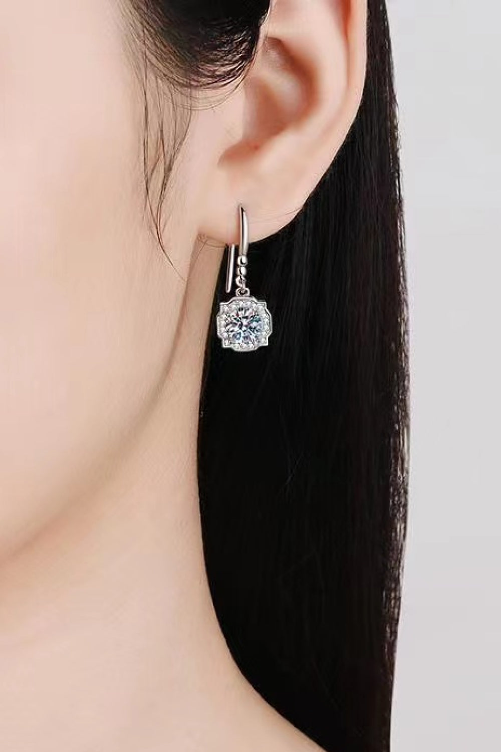 1 Carat Moissanite 925 Sterling Silver Drop Earrings