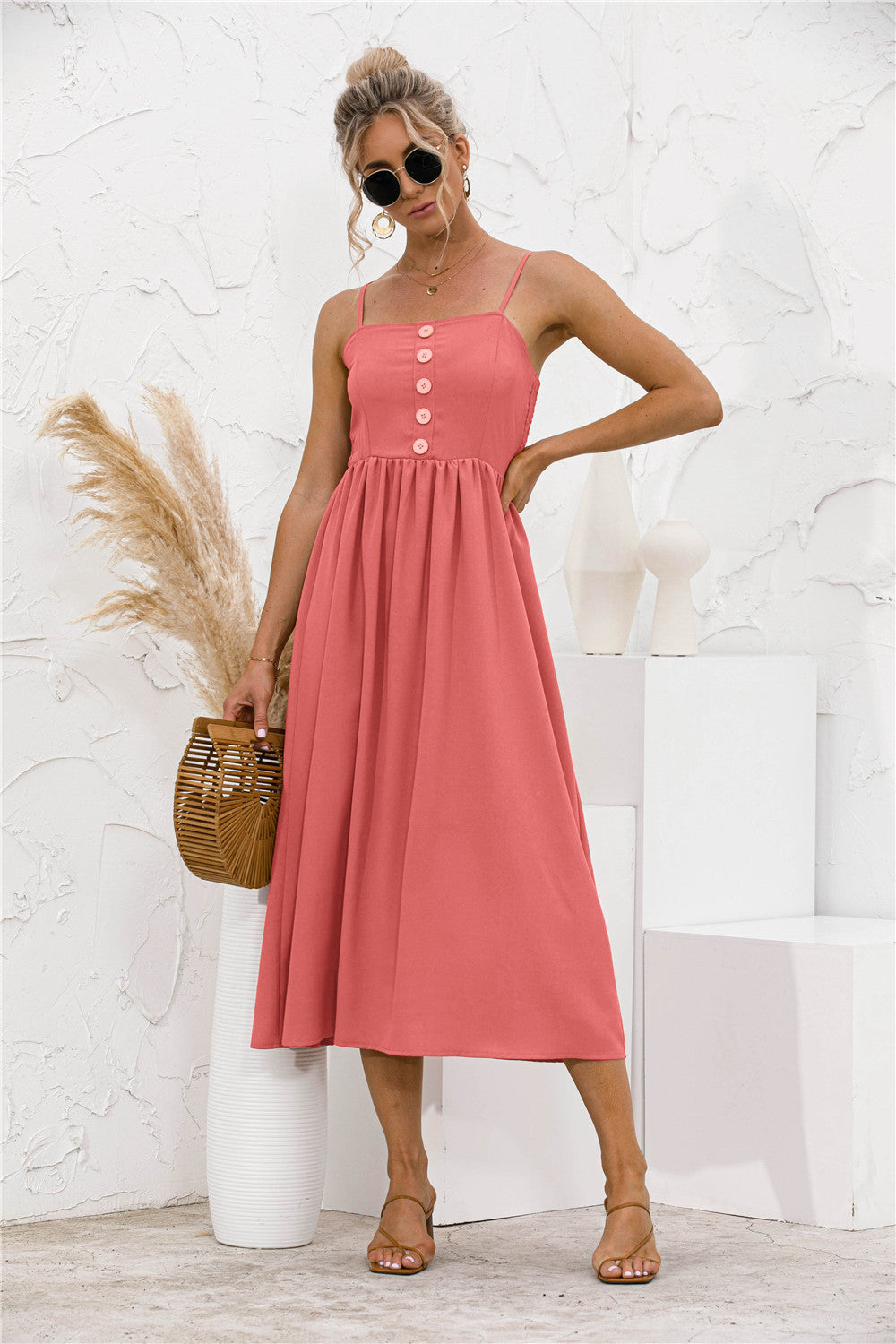 Spaghetti Straps Button down Dress - Absolute Fashion 2020