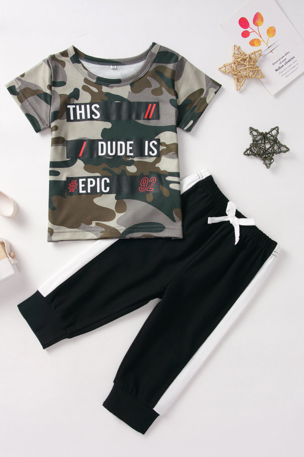 Baby Camouflage T-shirt and Solid Pants Set