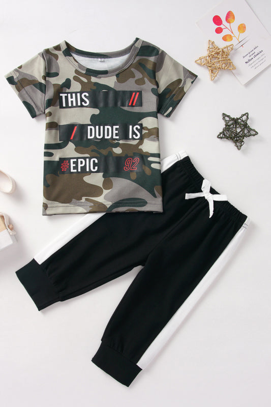 Baby Camouflage T-shirt and Solid Pants Set