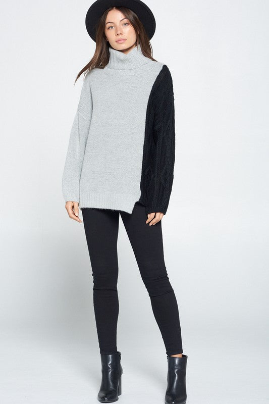 Asymmetrical Color Block Sweater