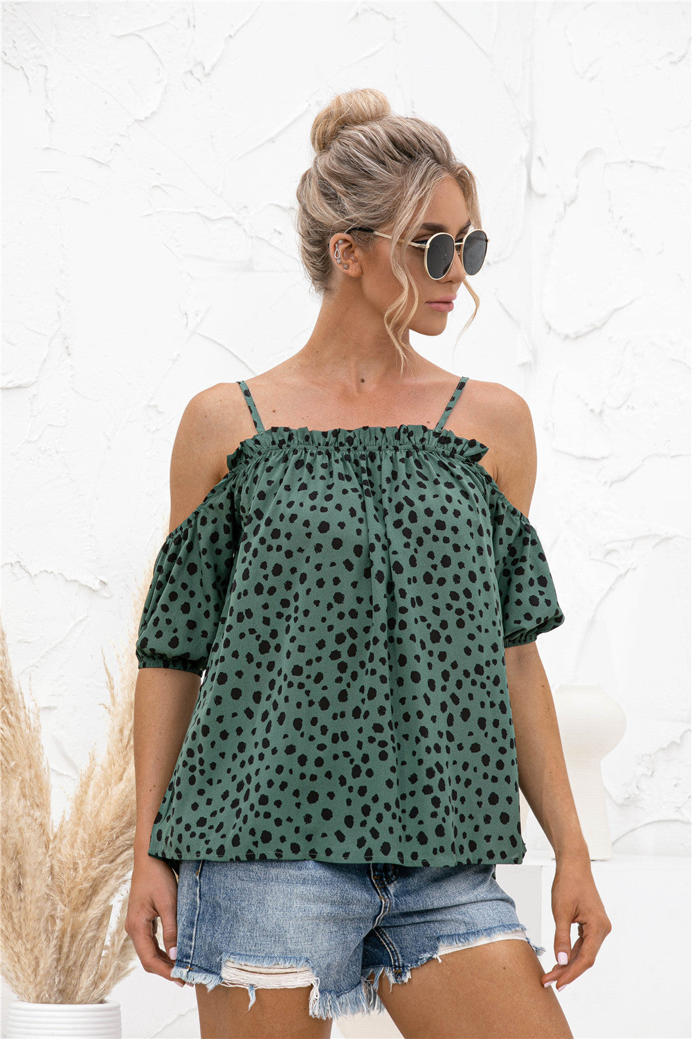 Cheetah Print Cold Shoulder Camisole Top - Absolute Fashion 2020