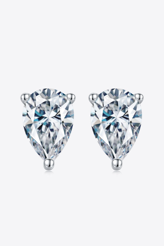 1 Carat Moissanite 925 Sterling Silver Teardrop Stud Earrings