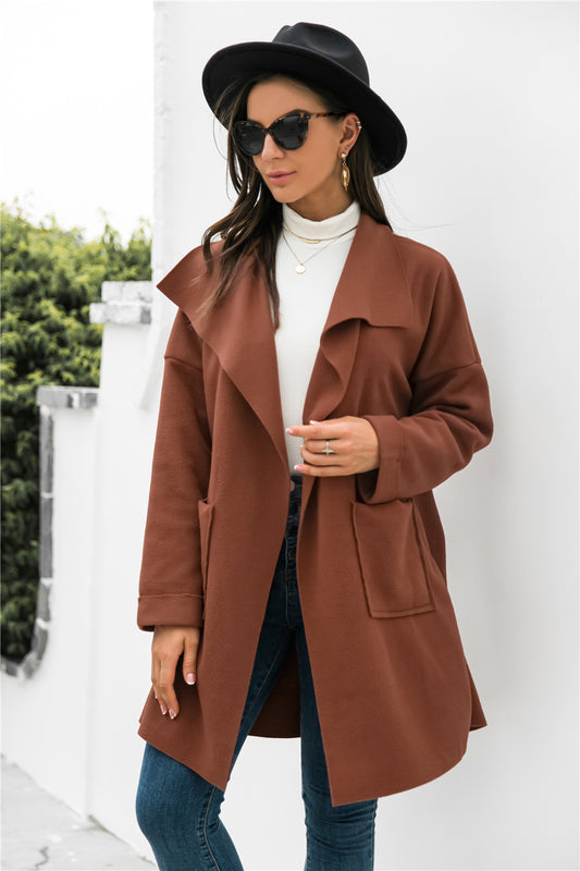 Waterfall Collar Open Front Coat - Absolute Fashion 2020