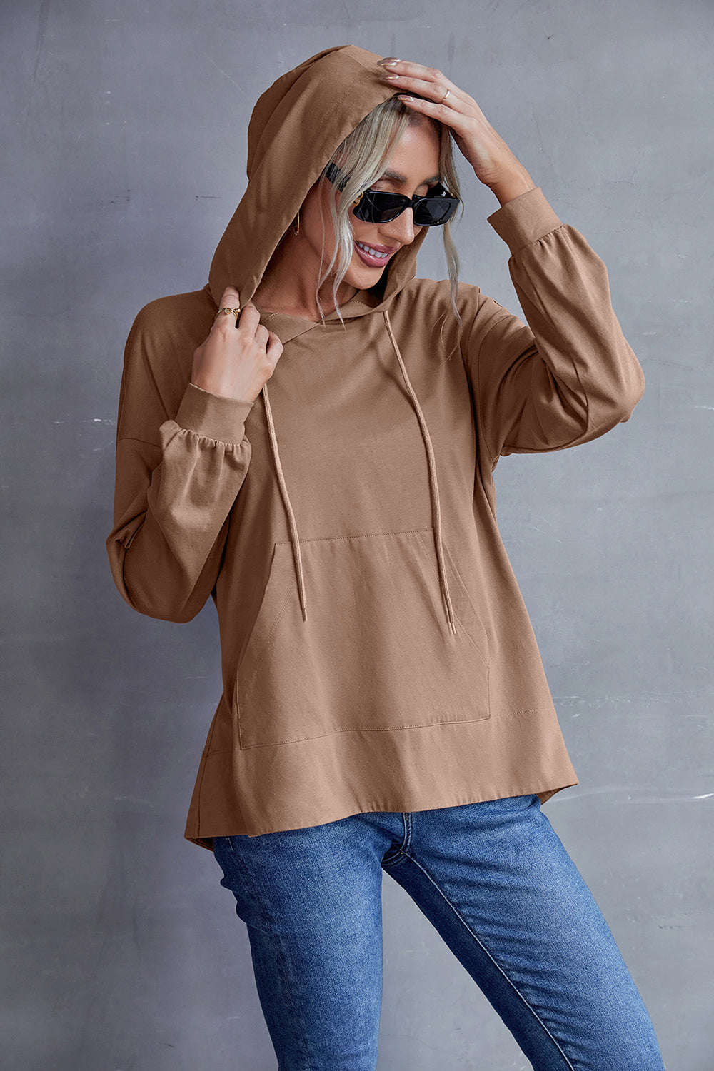Drawstring Kangaroo Pocket Hoodie
