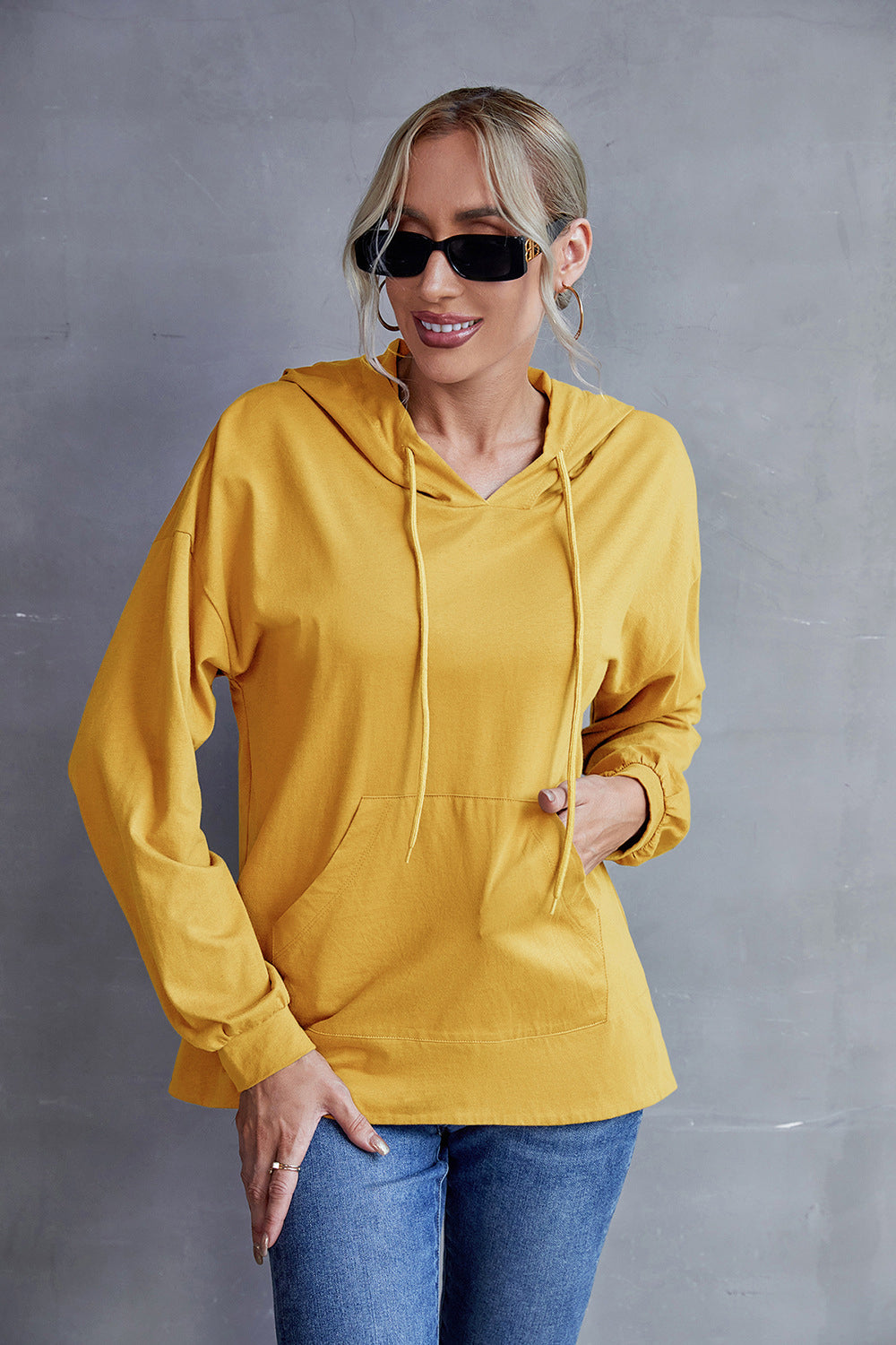 Drawstring Kangaroo Pocket Hoodie