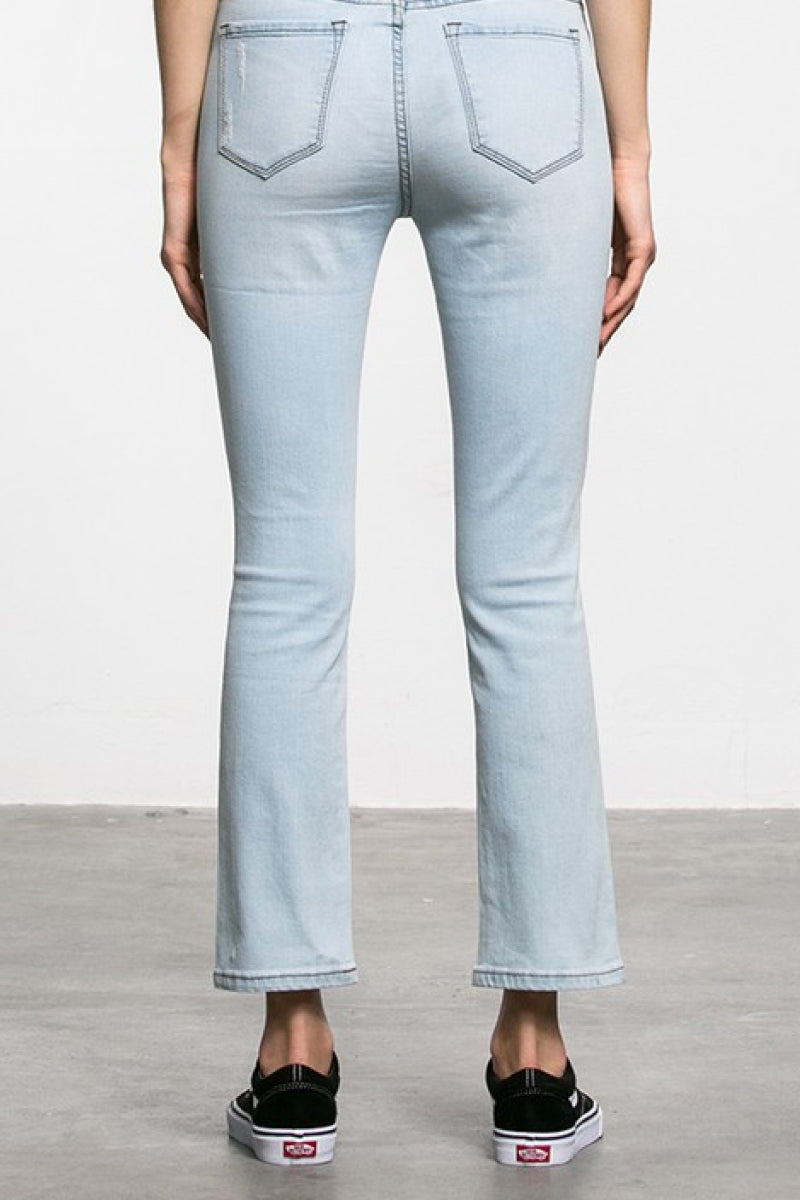Distressed Flare High Rise Jeans